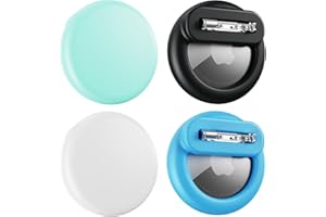 BINGCOK Air Tags-4 Pack Apple Kids Hidden Case, Airtag Tracker for Kids, AirTag Hidden Kids Holder with Invisible Pin, Anti Lost, for Kids, Elderly, Luggage, Clothing (Black Sky Blue White Mint Green)