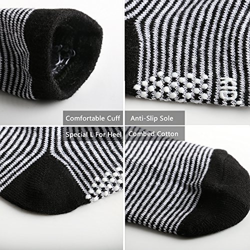 6 Pairs Anti Slip Soft Cotton Ankle Toddler Socks Non Skid Grip Walkers Crew Socks for Baby Boys Girls 12-36 Month - Thumbnail 3