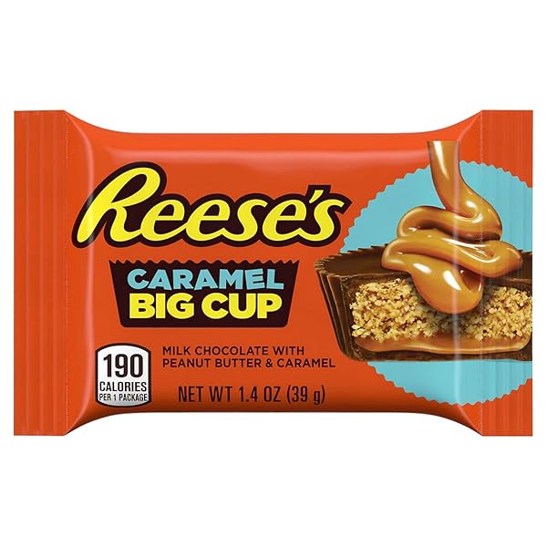 REESE’S, BIG CUP WITH CARAMEL CHOCOLATE PEANUT BUTTER CANDY, 1.4 OUNCE