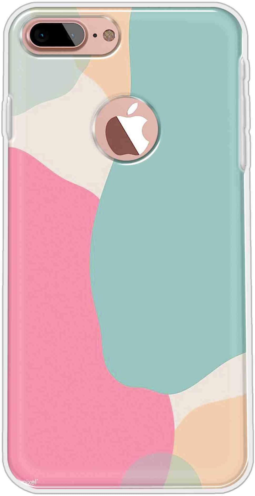 Vibey - Soft TPU Abstract - Printed Back Cover Case Compatible for Apple iPhone 7 Plus. One Tempered Glass Free