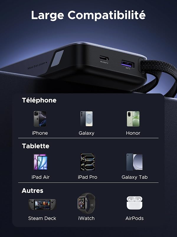 Nexode 45W Batterie Externe 20000mAh Power Bank USB C Charge Rapide — photo 7 sur 8