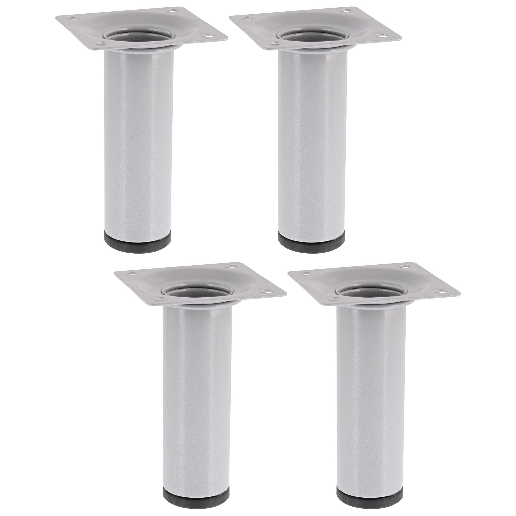 Wagner 12121004 Furniture Leg/Table Leg/Furniture Foot Classic Retro Set of 4 - Diameter 30 x 100 mm, Integrated Screw-On Plate 60 x 60 mm, Internal Thread Diameter 10 mm, Steel Powder-Coated
