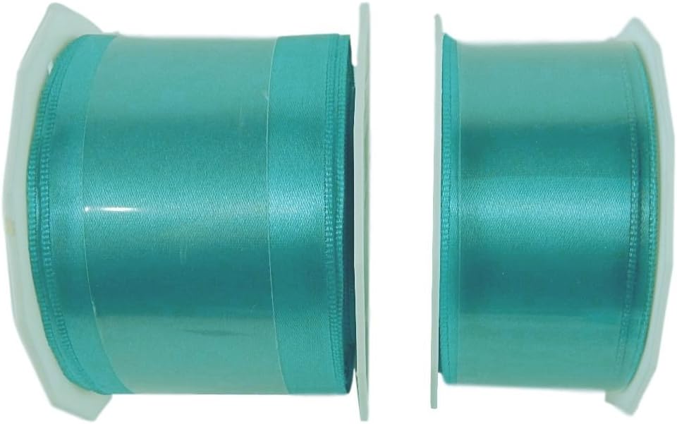 2 Pack Aqua Wired Stain Ribbon Polyester 2-1/4 and 1-1/2 Wide - Each 10 Yards long