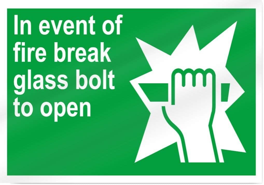 Eugene49Mor In Event Of Fire Break Glass Bolt To Open Safety Aluminum METAL Sign 14" wide x 10