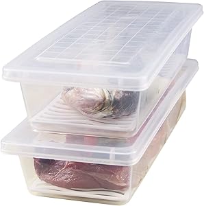 Yiautao Food Storage Container, Plastic Food Containers with Removable Drain Plate and Lid, Stackable Portable Freezer Storage Containers - Tray to Keep Fruits, Vegetables, Meat and More (2,Small)