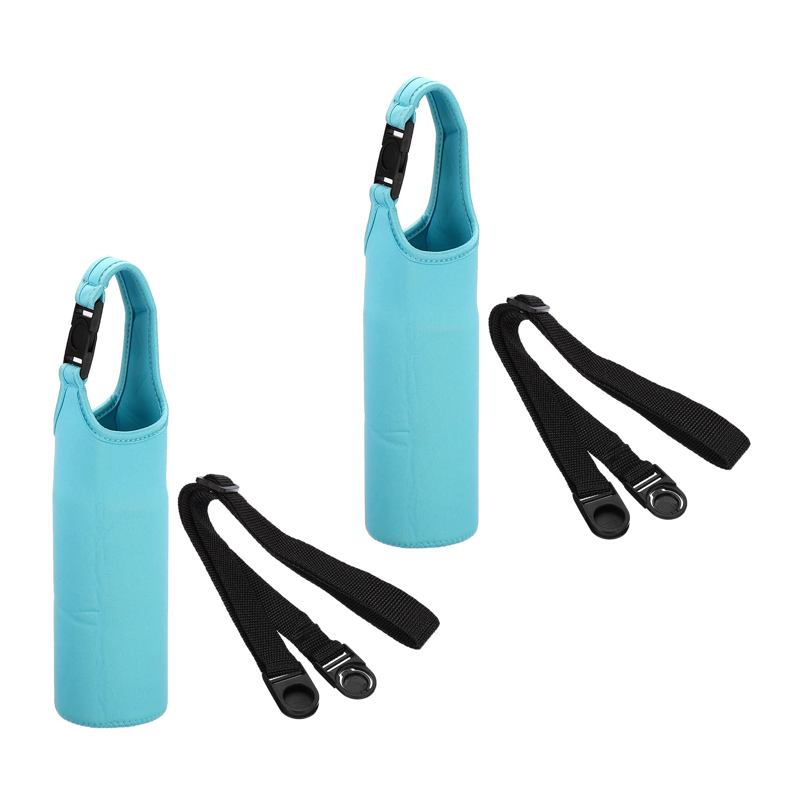 PATIKIL 67mmx185mm Water Bottle Sling Bag, 2 Pack Neoprene Portable Insulated Bottle Holder Carrier with Removable Adjustable Shoulder Strap, Light Blue