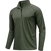 YEL Men's Long Sleeve Athletic Shirt 1/4 Pullover Zip Sun Protection Rash Guard UPF 50+ Golf Fishing Running T-Shirts