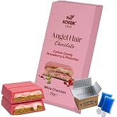 Angel Hair Dubai Chocolate Bar &ndash; Pink Cotton Candy Chocolate with Cream Filling, Raspberry White Chocolate &amp; Pistachio Cream, Premium Gourmet Dessert Bar 2.8oz (80g)