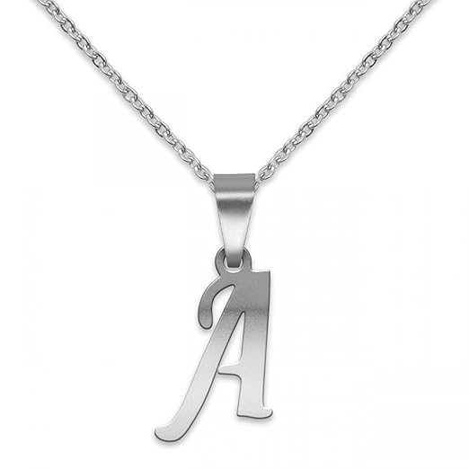 SoulCats® polierter Buchstaben Kettenanhänger mit oder ohne Halskettchen aus Edelstahl in Silber