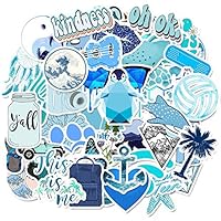 COOLCOOLDE Blue Cute Stickers for Water Bottle Trendy Teen Girls Laptop Hydroflasks Phone Car Bumper Computer Skateboard Decals 50pcs (Blue 50)