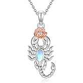 OUTANG Scorpion Necklace for Women 925 Sterling Silver Moonstone Scorpio Zodiac Constellation Pendant Ladies Jewelry Gifts