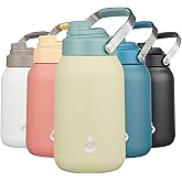 BJPKPK Half Gallon Insulated Water Bottles, 64oz Water Jug with Metal Handle & BPA Free Spout Lid, Dishwasher Safe Flasks, Large Stainless Steel Gym Sport Jugs, Chartreuse