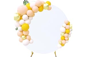 FIVENL 6.6FT Round Wedding Arch Cover for 6.6FT Circle Arch Stand, Thick Polyester Fabric Adjustable Circle Arch Backdrop Cover for Wedding Birthday Party Baby Shower Photography Decoration（White）
