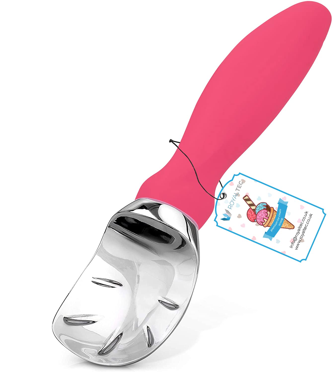 Heavy Duty Ice Cream Scoop – Zinc Alloy, Ergonomic Handle, Rustproof & Dishwasher Safe – Cuts Through Hard Ice Cream with Ease (Pink)