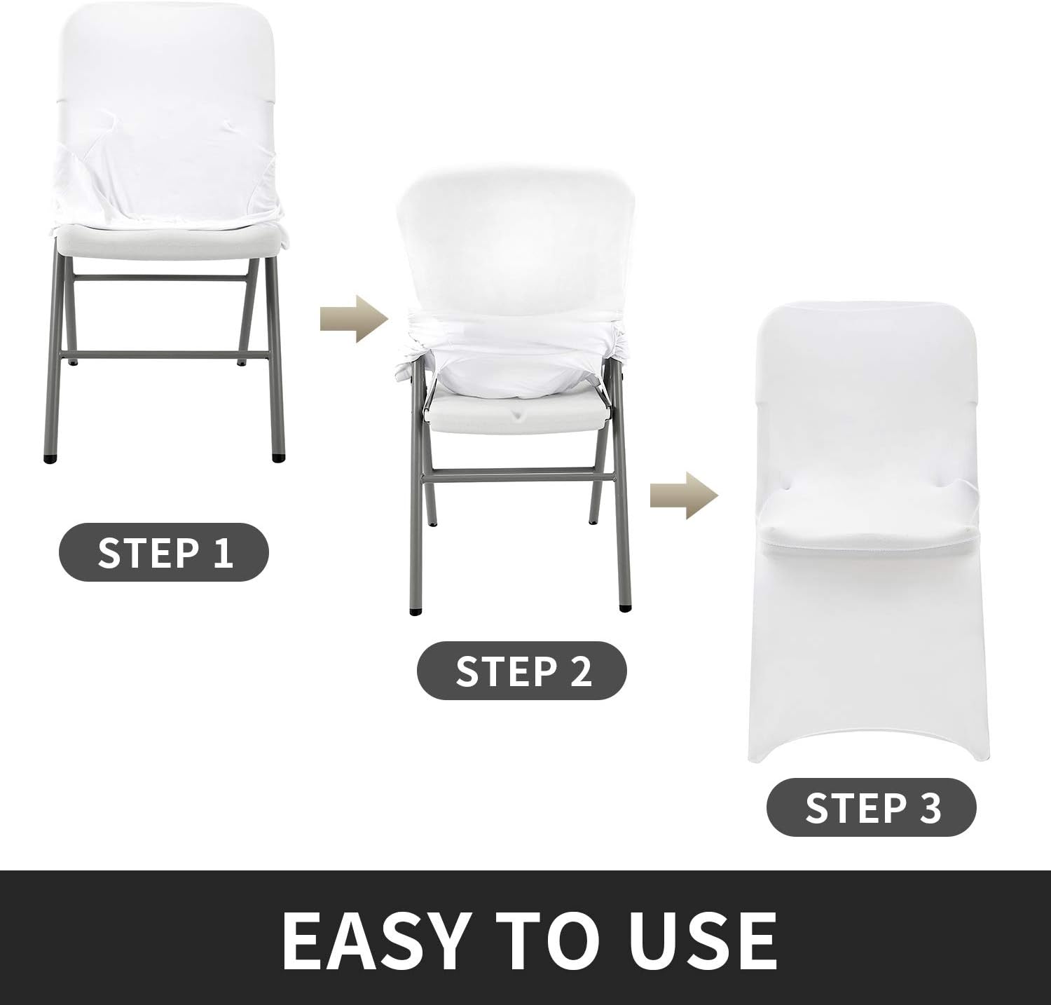 12pcs Stretch Spandex Folding Chair Cover for Wedding Party Dining Banquet Event (12, White): Kitchen & Dining