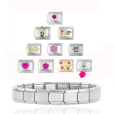 Akkki Italian Charms Armband SET / Classic Silber italy gold Edelstahl Links glider Kult modele Blume tiere Herz Basisarmband