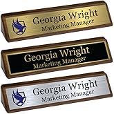 Custom Desk Wedge Name Plate - Personalized Titles and Styles (2x8 Inch, Solid Walnut w/Name Plate)