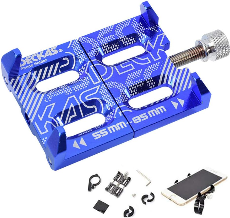 GPS Phone Bike Mount,Metal Anti Slide Bicycle Phone Handlebar Extender Clamp Bike Cycling Clip-on Stem Phone Clamp Holder For 3.6-6.2 inch Smartphone (Blue)