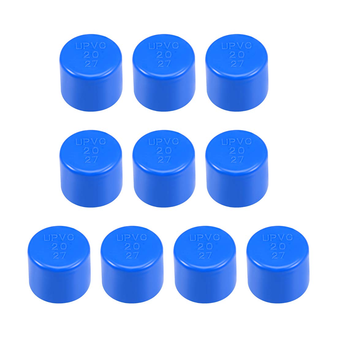 sourcing map 20mm Schedule 20 PVC Pipe Cap Fitting, Slip End Caps DWV(Drain Waste Vent) Irrigation Swimming Pool Sound Deadening, Blue 10Pcs