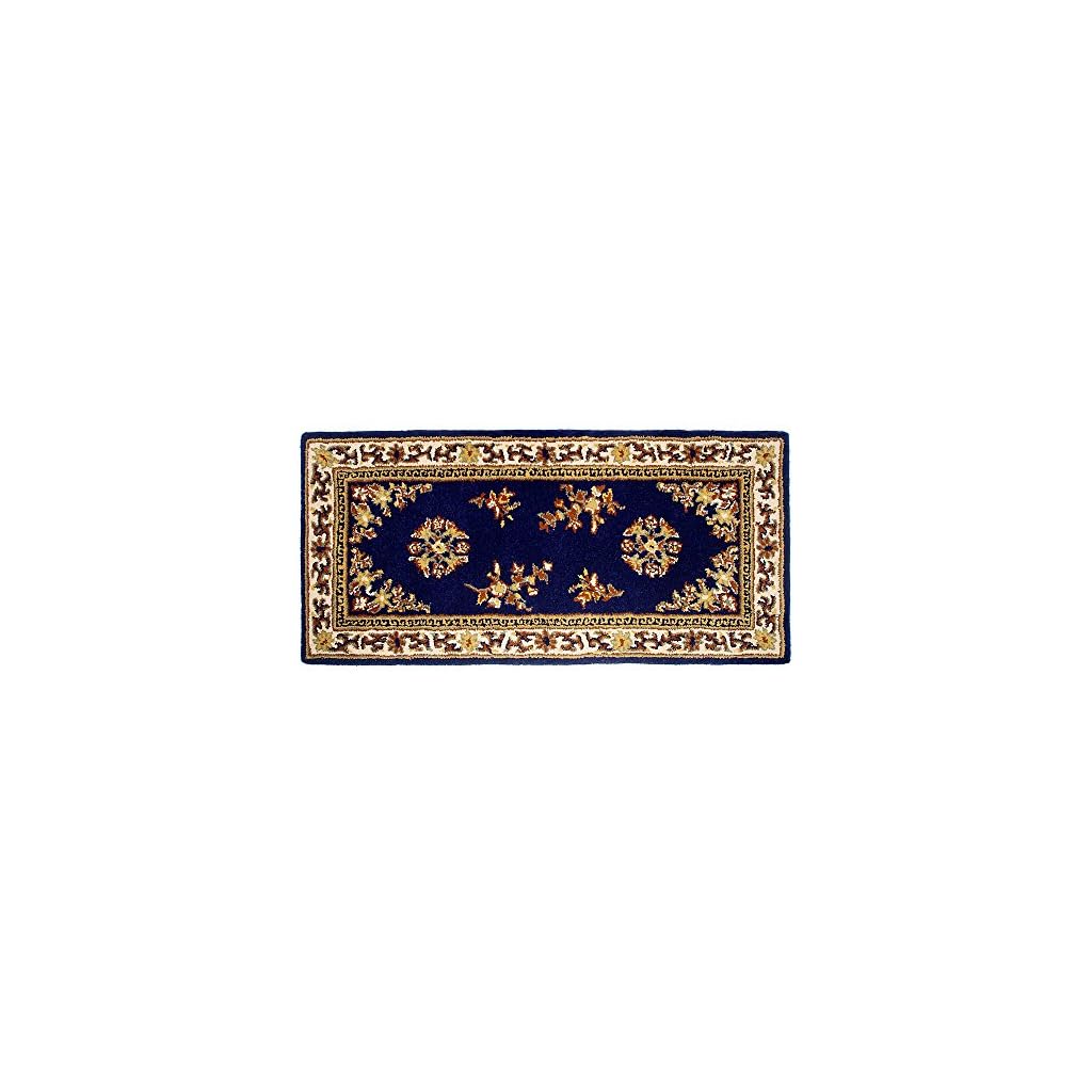 Minuteman International Blue Oriental Wool Hearth Rug, Rectangular