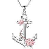 SELKAT Anchor Pendant Necklace for Women 925 Sterling Silver Nautical Necklace Navy Sailor Necklace for Women Anchor Jewelry Gifts for Sea Ocean Lover Daughter Girlfriend Wife