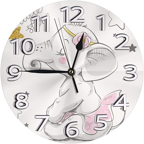 Amazon Co Jp 掛け時計 壁掛け時計 可愛い象 星 かけ時計 おしゃれ 耐久性 静音 音無し シンプル デザイン 連続秒針 電池式 直径25cm 寝室 部屋装飾 オフィス 丸形 時計 ホーム キッチン