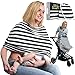 Nursing Covers- Baby Car Seat Canopy - Breastfeeding Cover up for Boys and Girls - Multi Use Infinity Mom Scarf - Carry Bag and Baby Beanie Included by Engelstyling (White and Black)
