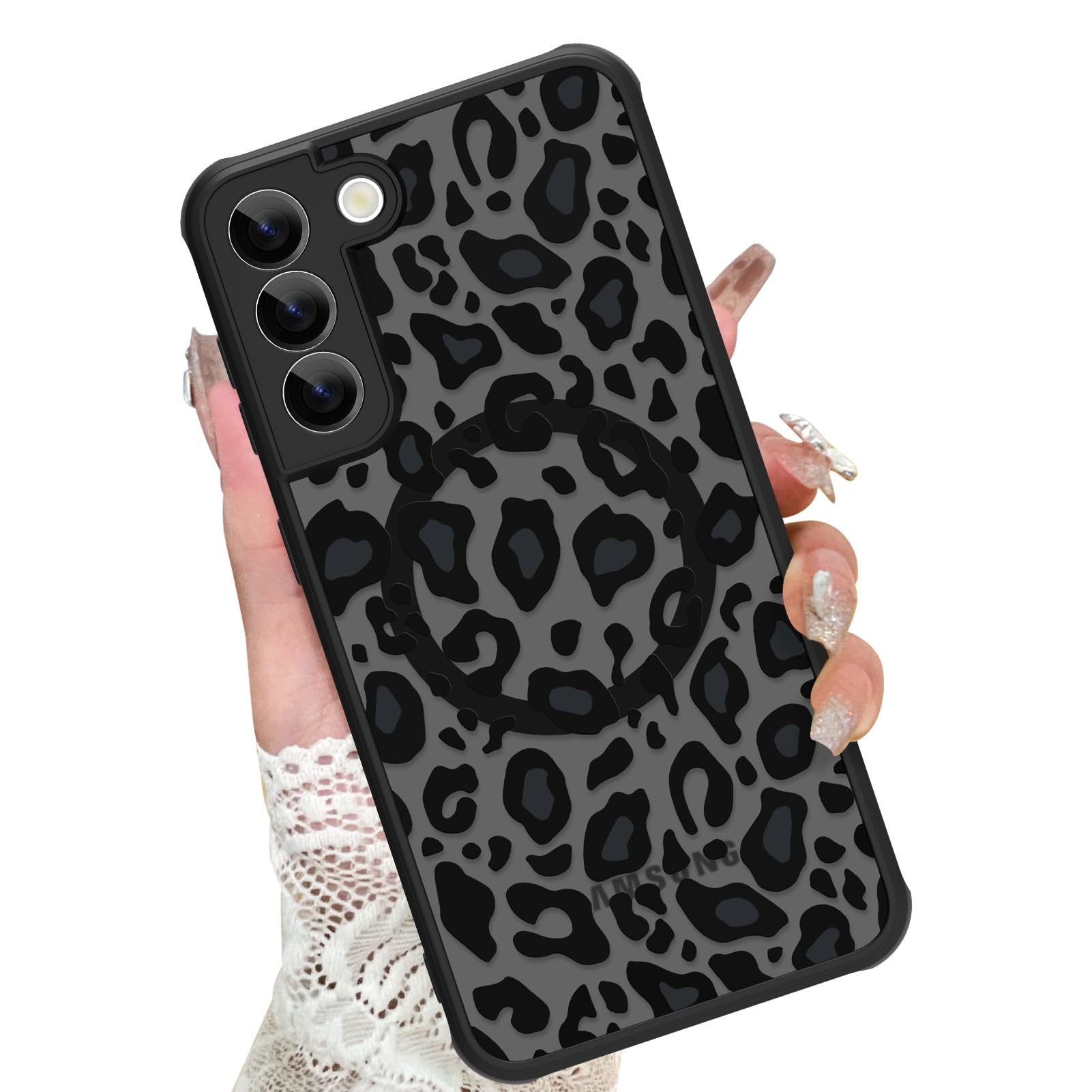 KANGHAR Case for Galaxy S22 Phone Case [Compatible with Magsafe] Leopard Printed Pattern Cute Cheetah Protective Magnetic Case for Girls Women Men Compatible with Samsung Galaxy S22