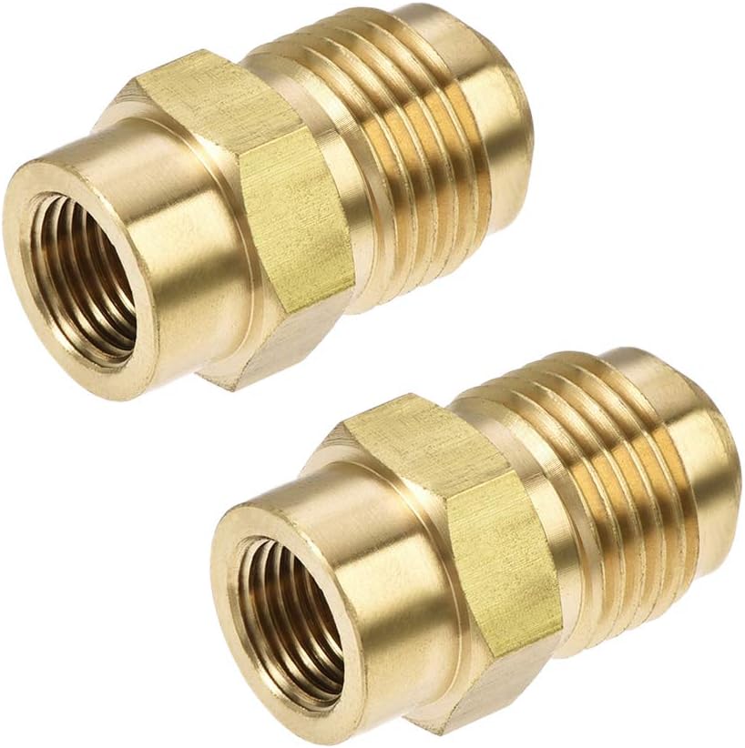 sourcing map Brass Pipe Fitting, 5/8"-18UNF Flare Male to 1/8NPT Female Thread, Tubing Adapter Hose Connector
