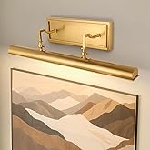 BELS Picture Light for Wall, 24 Inch Gold Wall Light Hardwire, Warm Light 2700K, 270° Rotatable, E12 Base, 3-Light Picture Fr