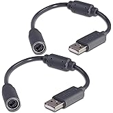 Fosmon (2-Pack) Replacement Dongles for Microsoft Xbox 360 Wired Controllers (Adapter Controller USB Breakaway Cable)