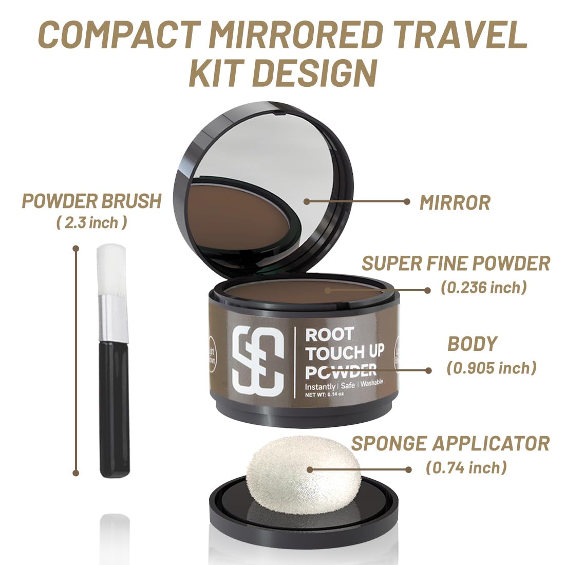 SOVONCARE Instantly Hairline Powder, Hairline Shadow Gray Hair Coverage Touch Up Hair Powder for Thinning Hair for Women Hair Root Touch Up Powder Hair Root Cover Up Conceals Hair Loss Dark Brown