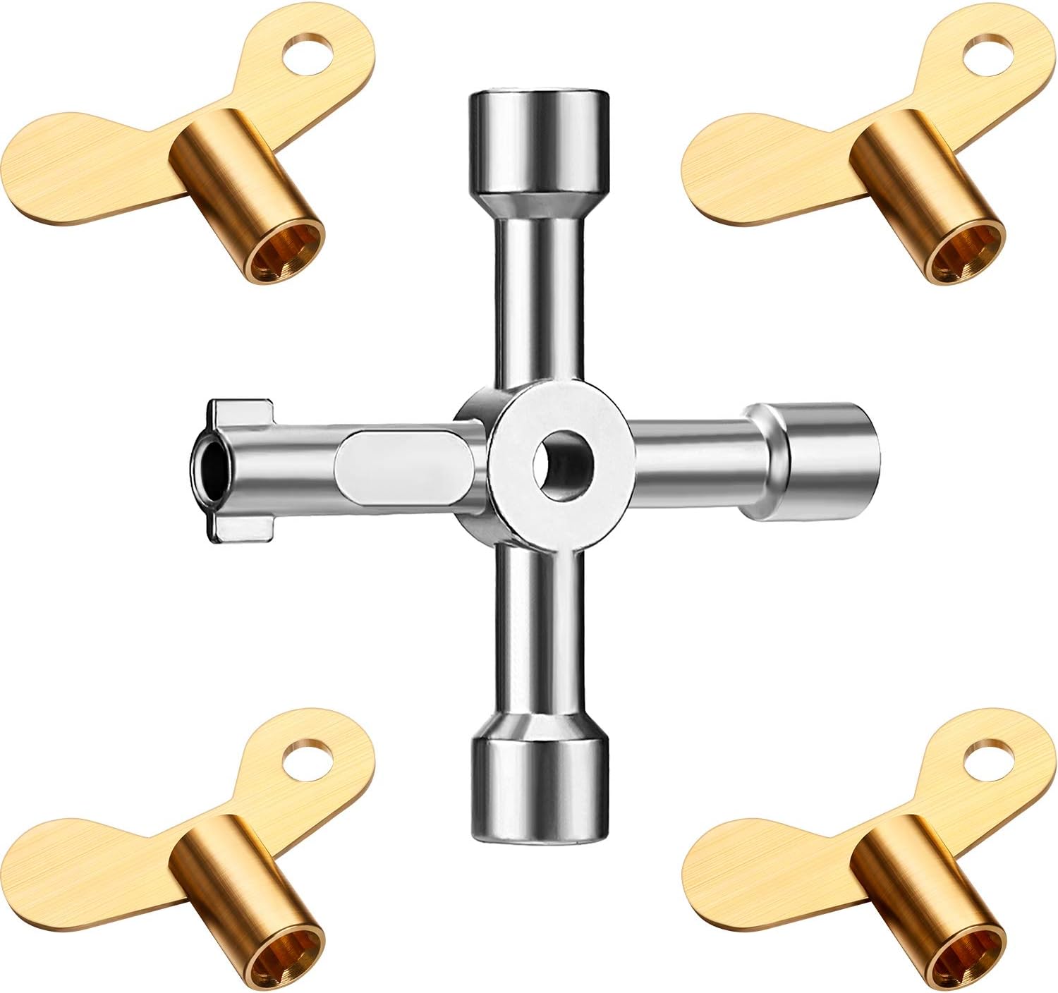 Hestya 5 Pieces Brass Radiator Valve Key Plumbing Key Utility Keys Kit