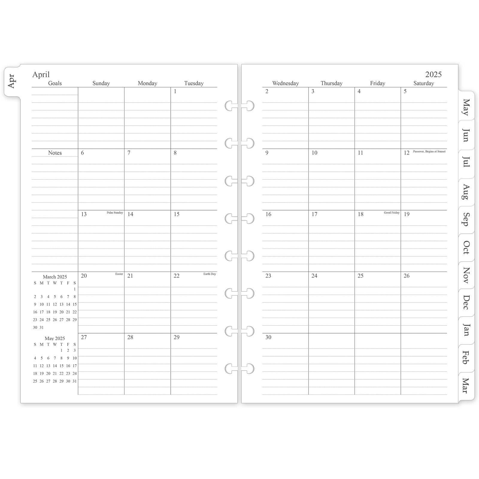 Photo 1 of 2025-2026 Monthly Planner Refill, Planner Inserts for 8-Disc Discbound, 5.5"x8.5", July 2025 - June 2026, 12 Monthly Calendars with Laminated Tabs