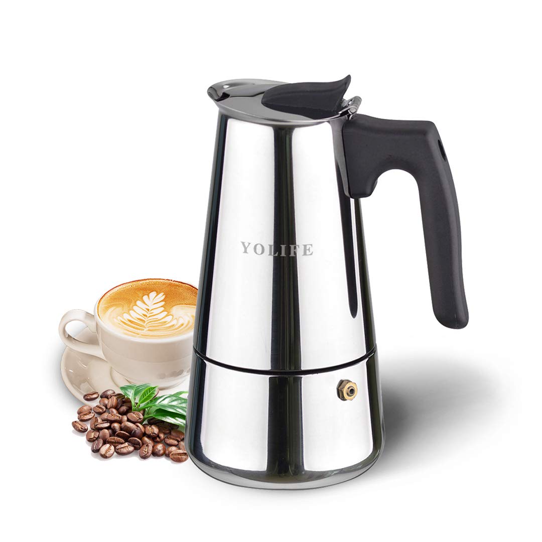 YOLIFE Stovetop Espresso Coffee Maker, Induction Stainless Steel