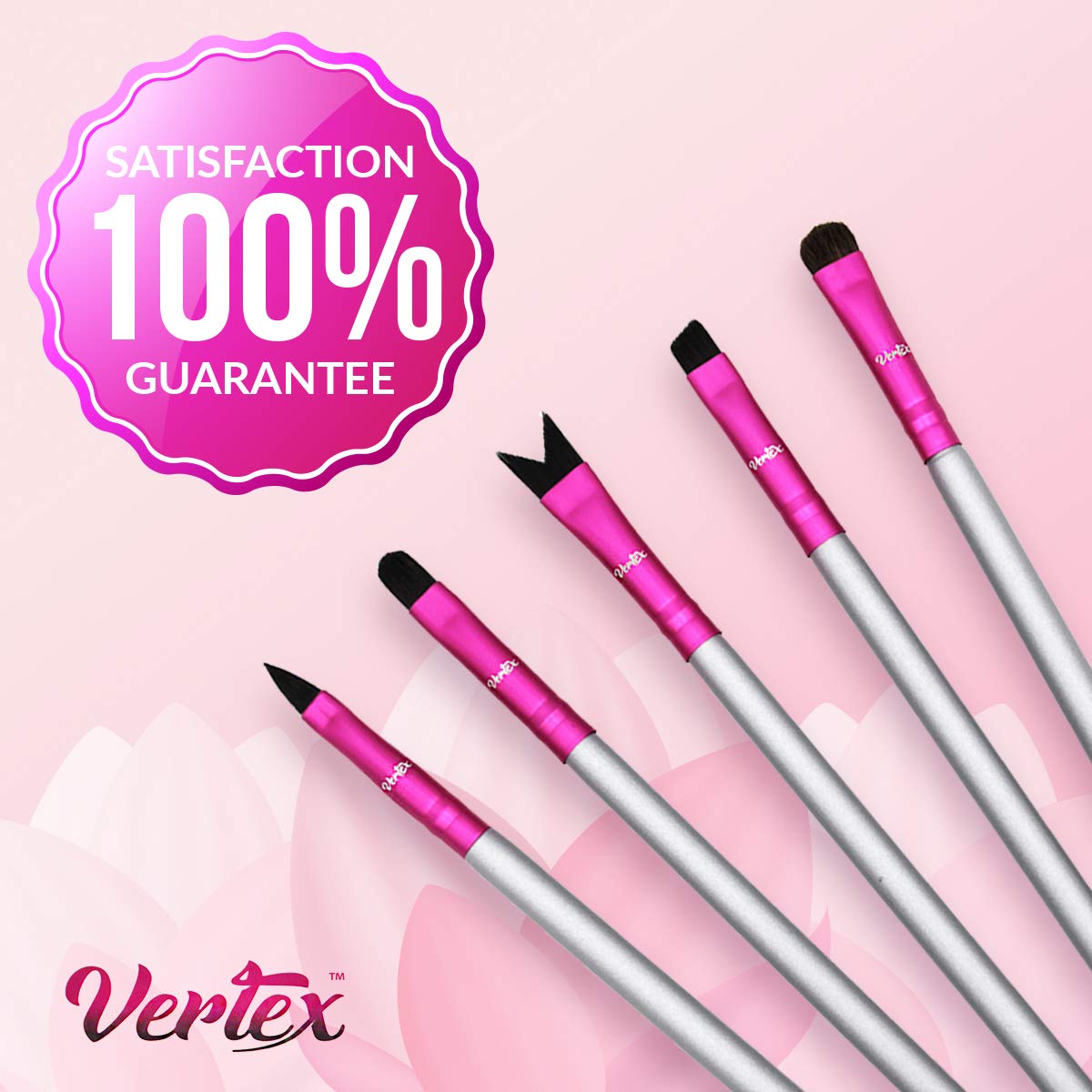 Lip Brush Set For Lipstick - Contour Your Lips For Fuller Looking Lips Designed By Makeup Artist For Streak-Free Application Premium Synthetic Hair (AAA) 5pcs Brushes at a Value Price Cruelty-Free Vertex Beauty: Beauty