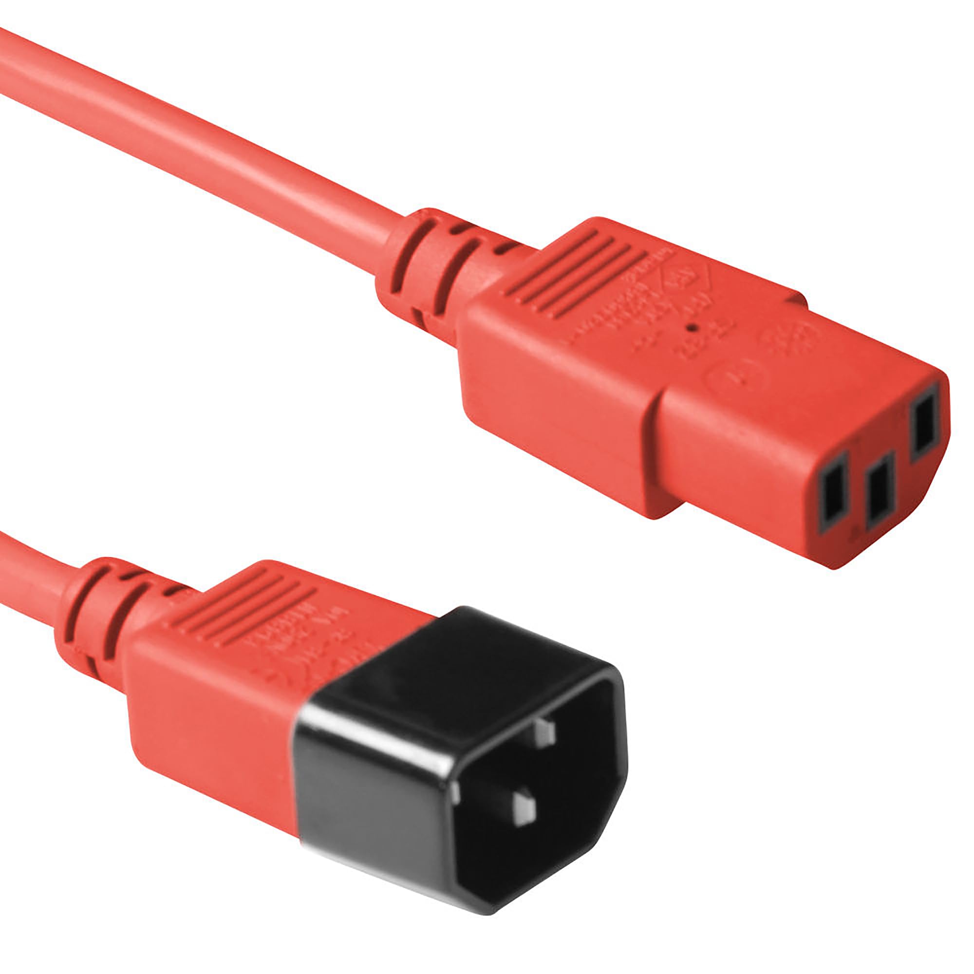 ACT Power Cable 3m, C13 to C14 Extension Cable for Cold Devices, IEC Male to Female 3 Pin Power Cable- AK5107 Red