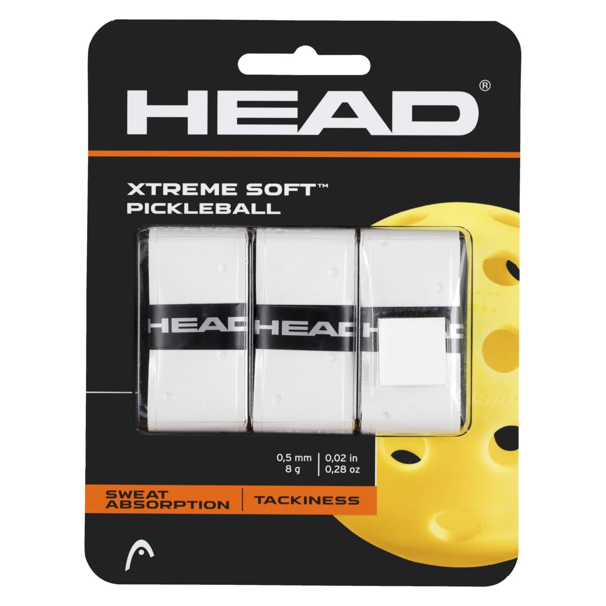 HEAD 2022 Xtreme Soft Pickleball Overgrip 3-Pack, White