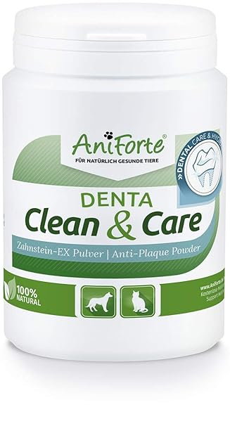 AniForte Denta Clean and Care Zahnstein-EX Pulver 150g für Hunde und Katzen, Zahnpflege für weiße Zähne, Frischer Atem, Zahnb