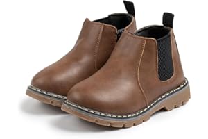 Sawimlgy Toddler Boys Girls Classic Hiking Boots PU Leather Outdoor Four Seasons Ankle Sneaker High Top Durable Rubber Sole Casual Shoes