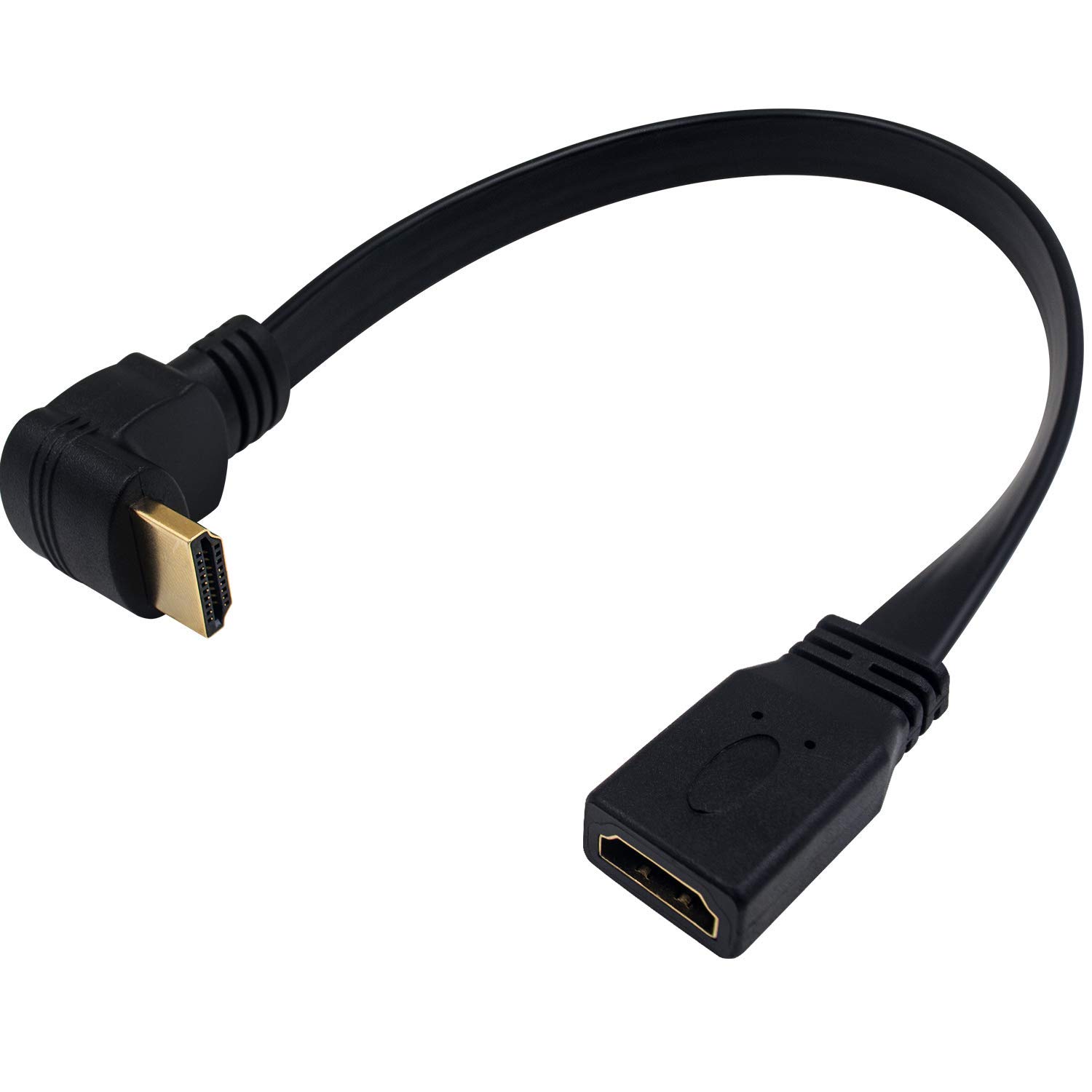 Maxhood HDMI Extension Cable 30cm, Gold Plated High Speed Upward Angle Flat HDMI Male to Female Extension Cable Short Support 4K 3840x2160@60hz Resolution (Flat F/M Up)