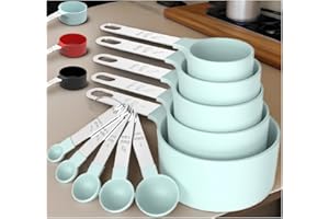 10Pcs Measuring Cups & Spoons Set, Stackable Cups and Spoons, Nesting Measure Cups with Stainless Steel Handle, Kitchen Gadge