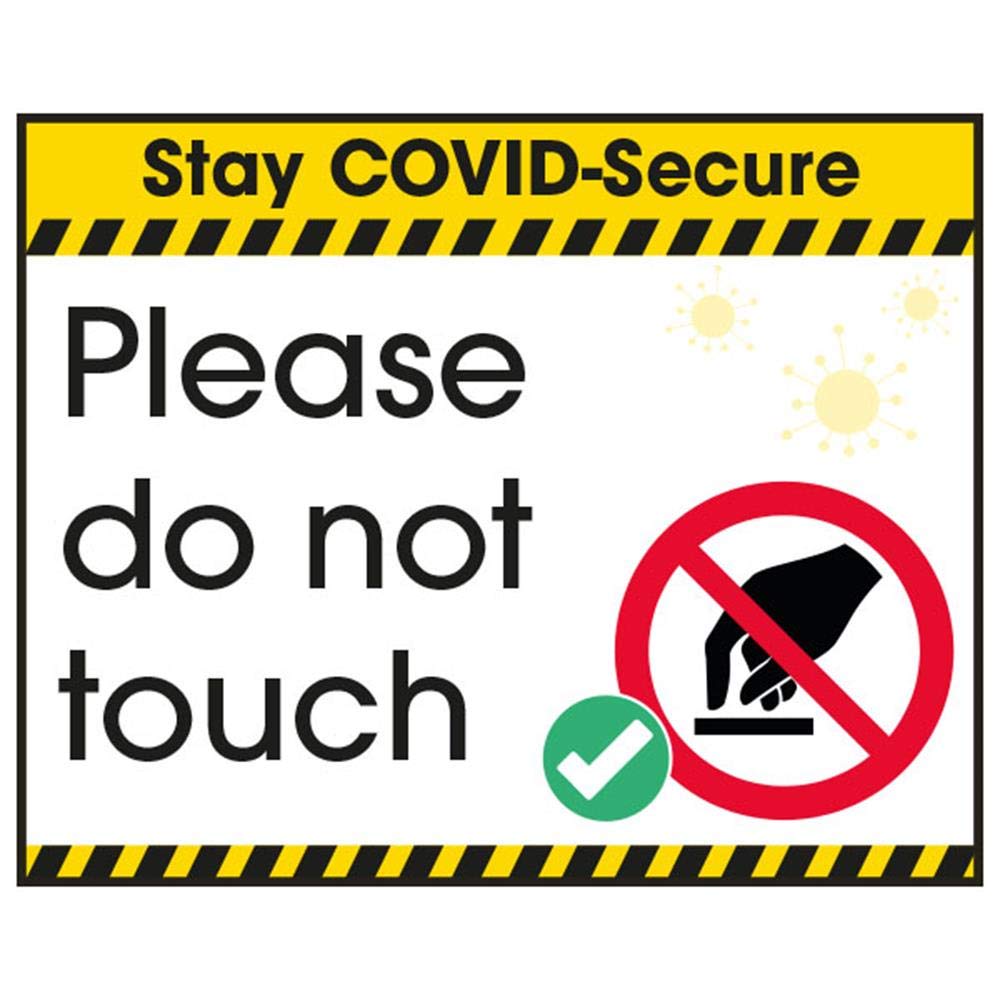 V Safety COVID-Secure Sticker - Please Do Not Touch - 100mm x 80mm - Self Adhesive Vinyl