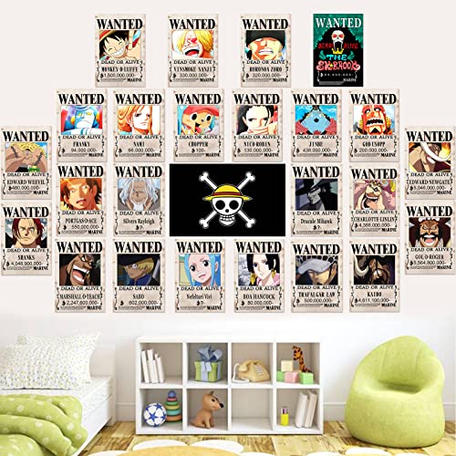 One Piece Wanted Posters New Edition 12 In x 8.3 In 25Pcs Straw Hat Pirates Crew Luffy 1.5 Billion Collection Birthday Gifts(New Version)