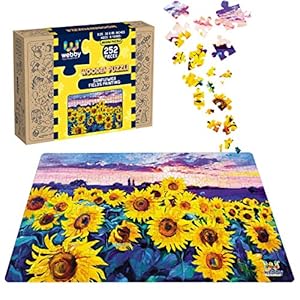 Webby Sunflower Fields Painting Wooden Jigsaw Puzzle, 252 Pieces