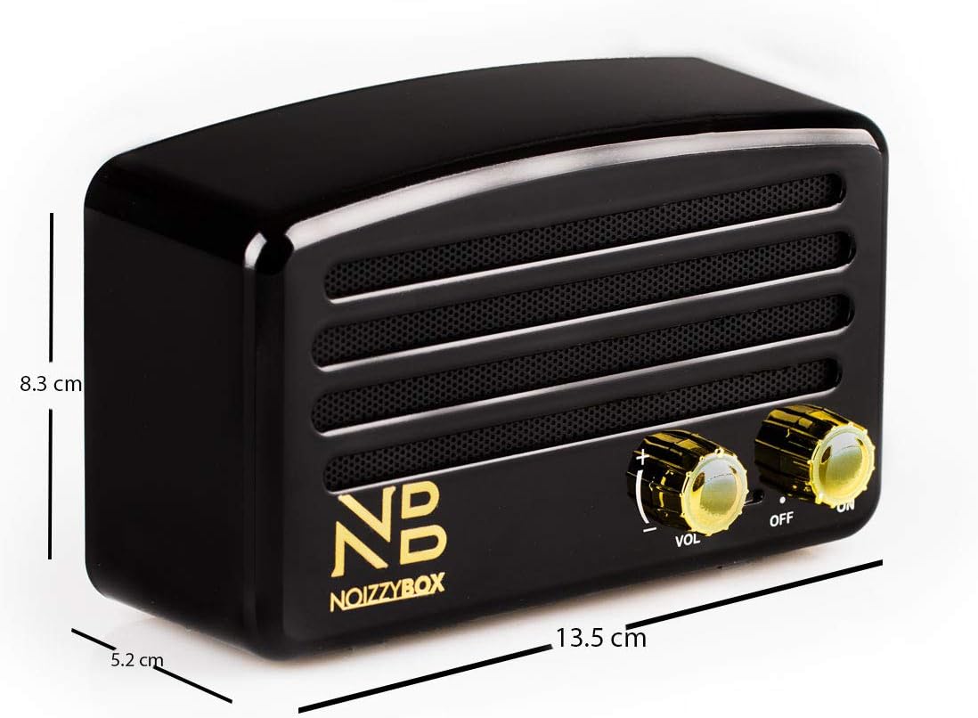 Noizzy Box Retro Titan Vintage Classic Portable Bluetooth HiFi Speaker with Dual Bass Drivers, FM, TF Card and AUX in (Eclipse Black)