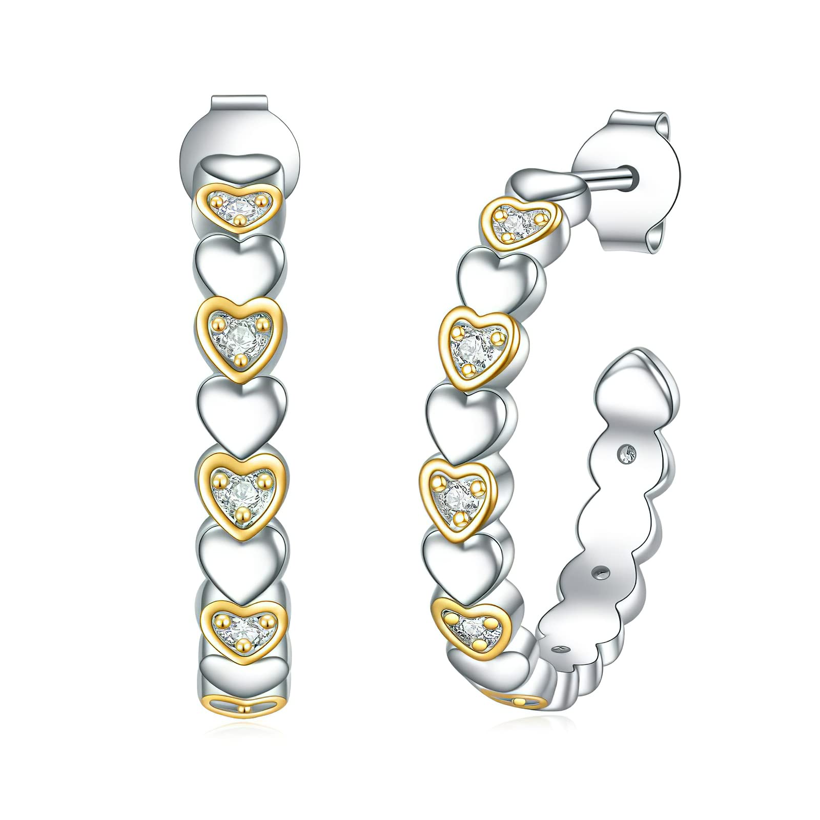 ONEFINITY Heart Earrings for Women Girls Sterling Silver Hoop Earrings Love Heart Earrings Jewelry for Women Jewellery Gift Valentines Day Earrings