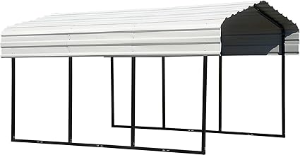 Amazon Com Arrow 10 X 15 X 7 29 Gauge Carport With Galvanized Steel Roof Panels 10 X 15 X 7 Eggshell Garden Outdoor