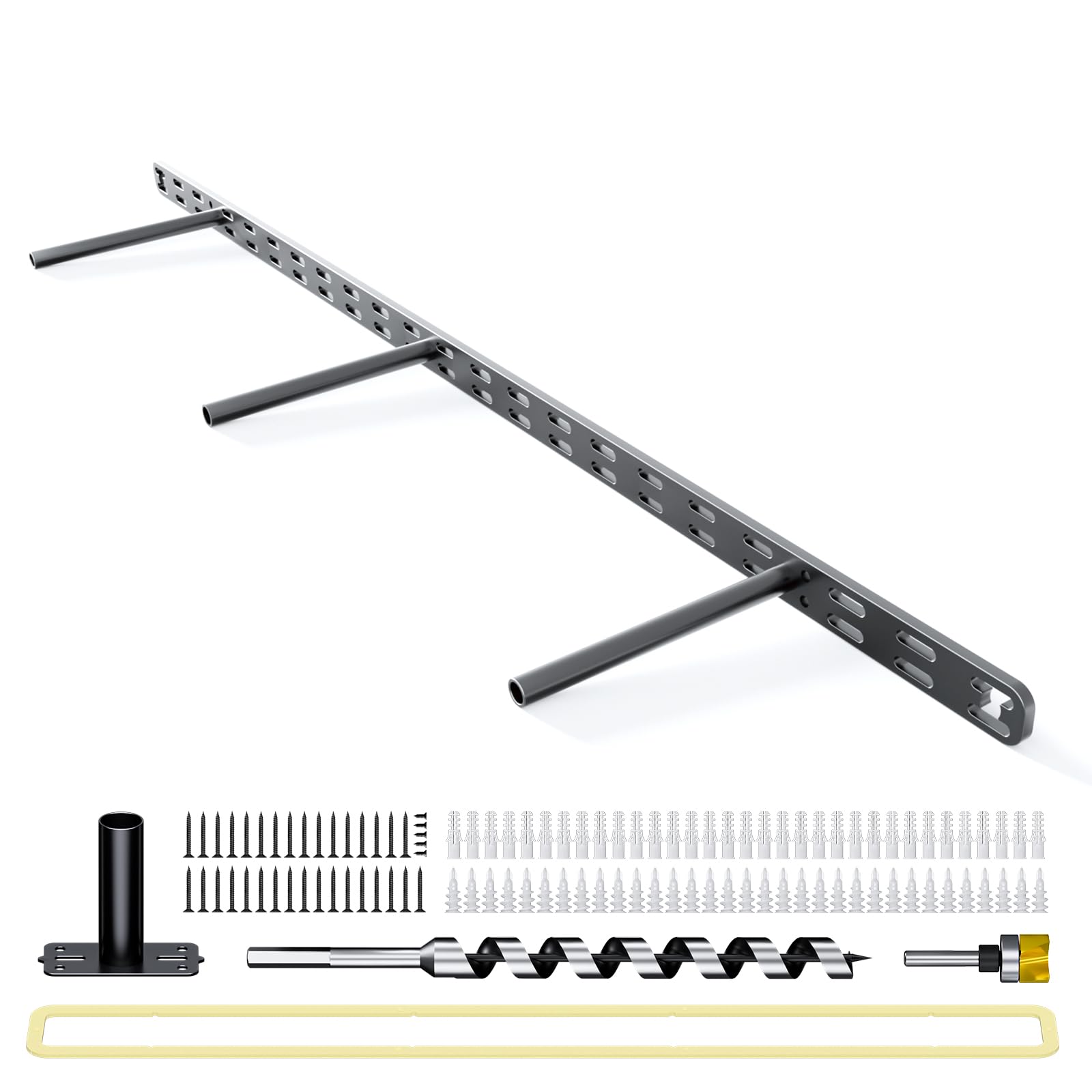 Photo 1 of 1pc Floating Shelf Bracket Heavy Duty,Decorative Floating Shelf Hardware Hidden Black Metal Fireplace Mantel Brackets (34"X6"X1.0" with Tools)