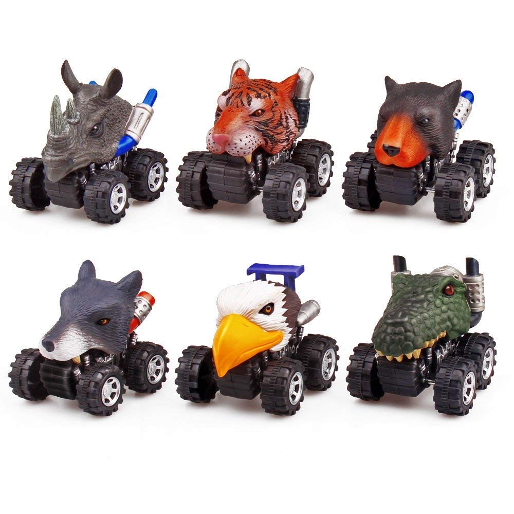 ZHMY Animal Pull back car, 6 PACK 2.8in MINI Animal Model Cars Gift Box 3-12 Year Old Boy and Girl Gifts (Animal01)